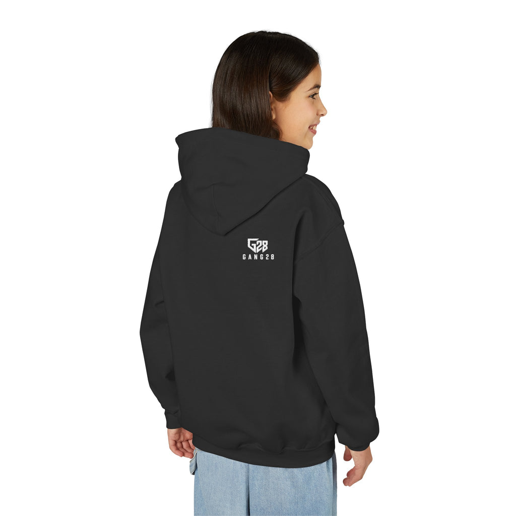 Youth Hoodie with Minimal "GANG20" Logo – Black Kids Pullover