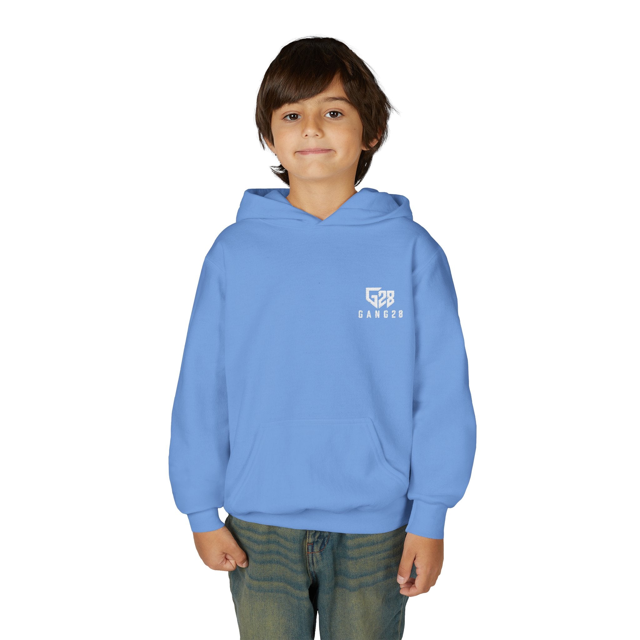 Youth Hoodie with Minimal "GANG20" Logo – Black Kids Pullover