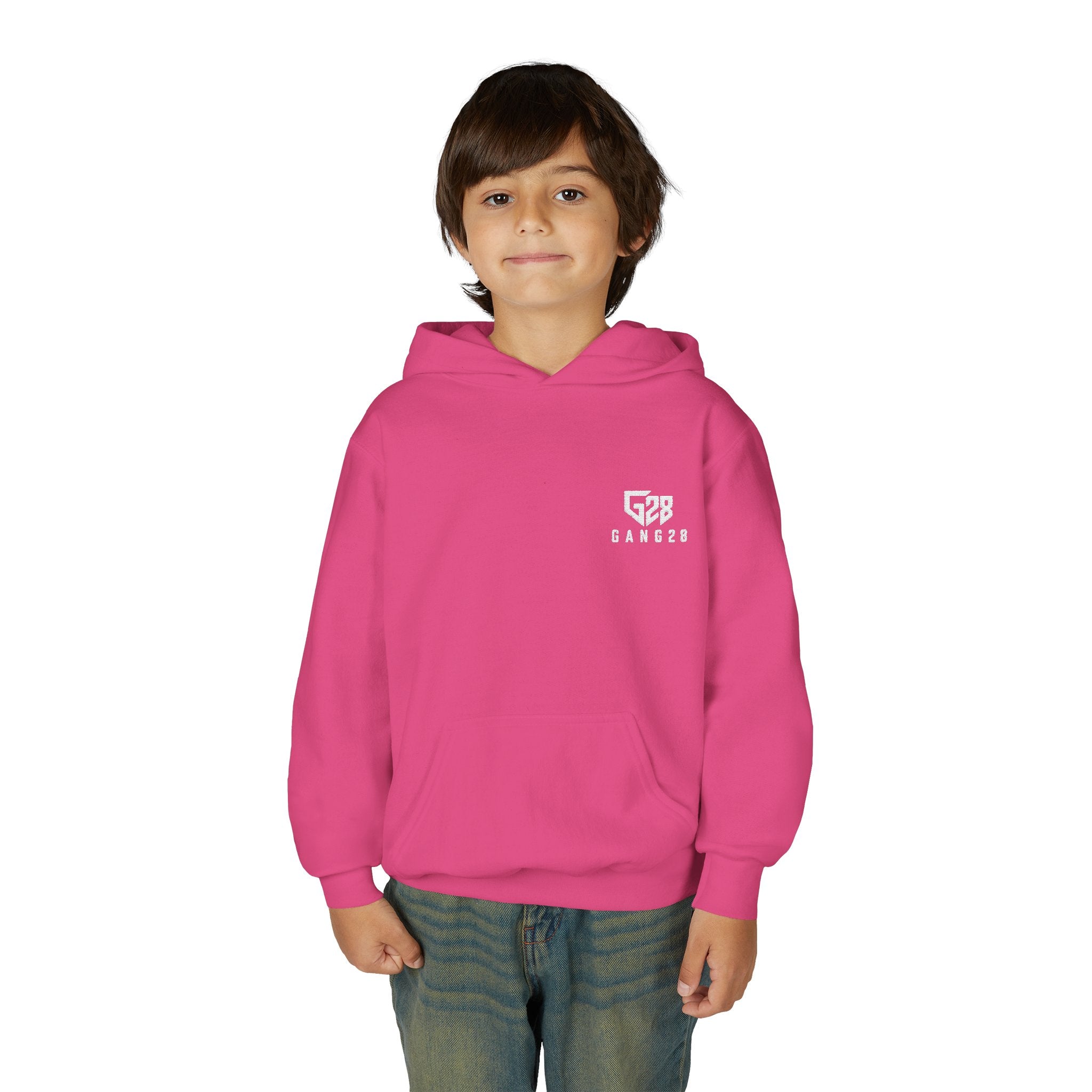 Youth Hoodie with Minimal "GANG20" Logo – Black Kids Pullover