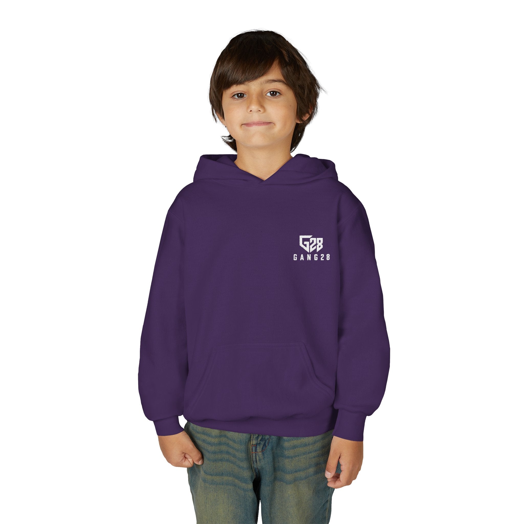 Youth Hoodie with Minimal "GANG20" Logo – Black Kids Pullover