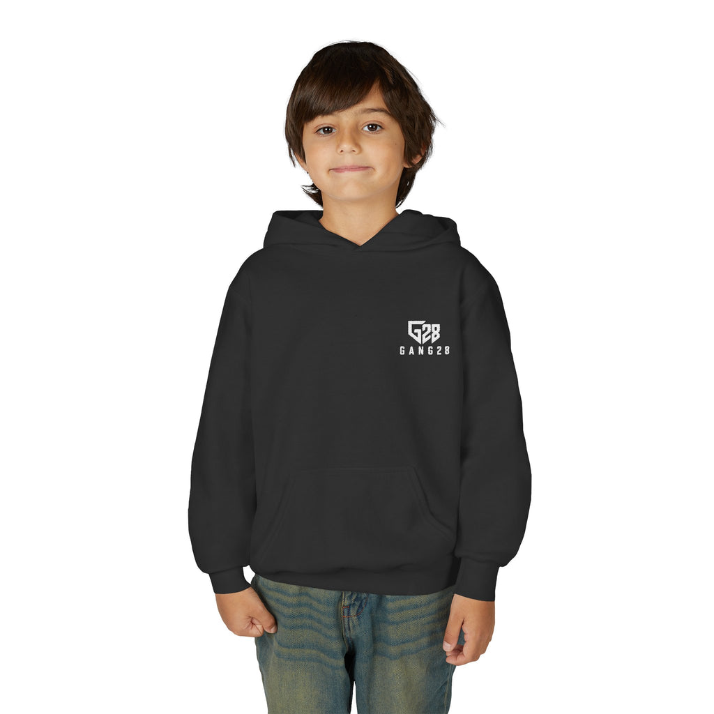 Youth Hoodie with Minimal "GANG20" Logo – Black Kids Pullover